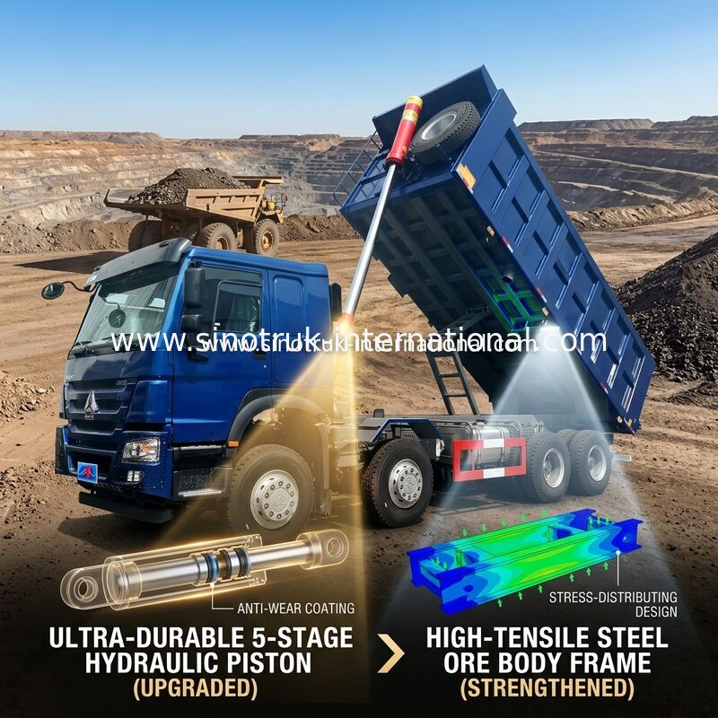 마이닝 전방 리프팅 50Tons를 위한 SINOTRUK HOWO LHD 12 바퀴 8X4 400HP 푸른 덤프트럭