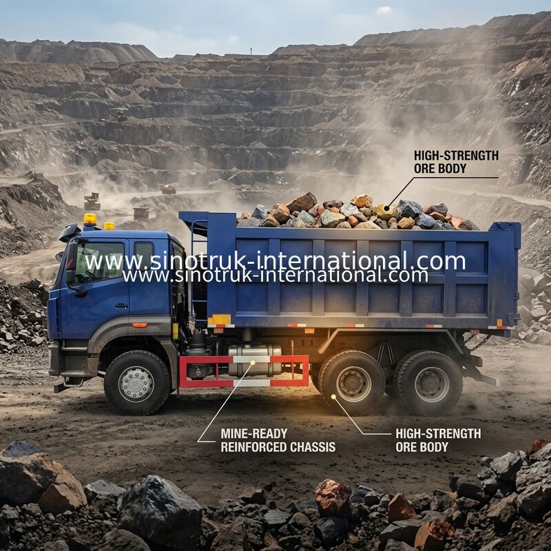 경고등과 시노트루크 N7 내보자 덤프트럭 10 바퀴 400Hp 6 × 4