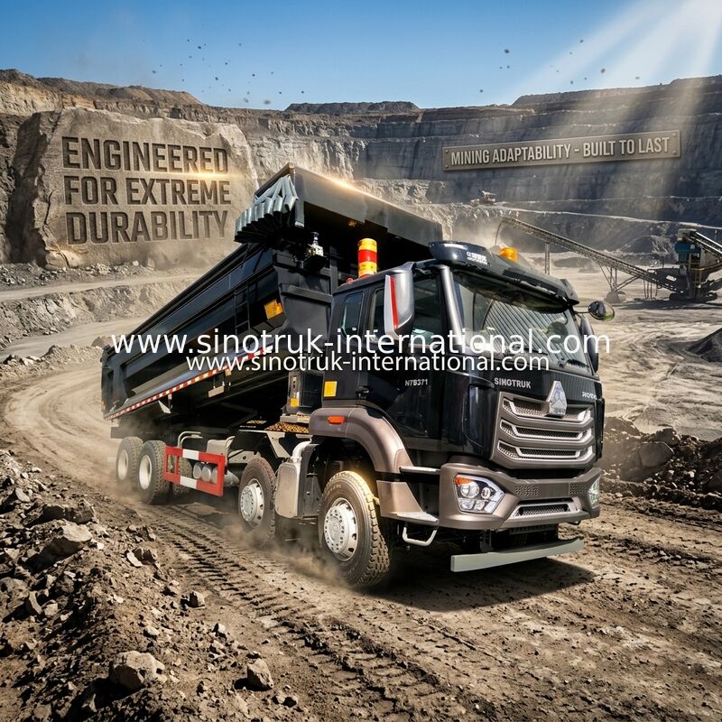 시노트루크 HOWO 내보자 덤프트럭 8X4 371 에이치피 12 바퀴 검정색 N7 ZZ3317V386JB1R