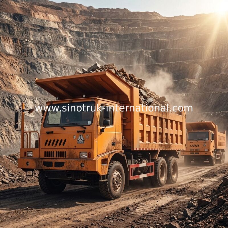 산업을 채굴하기 위한 6X4 LHD 마이닝 내보자 덤프트럭 371HP 70 톤 SINOTRUK HOWO