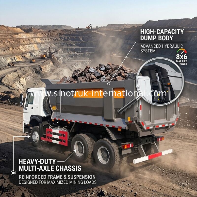 내보자 덤프트럭 SINOTRUK HOWO 25t 336HP 6X4 LHD 10 - 25CBM ZZ3257N3647A