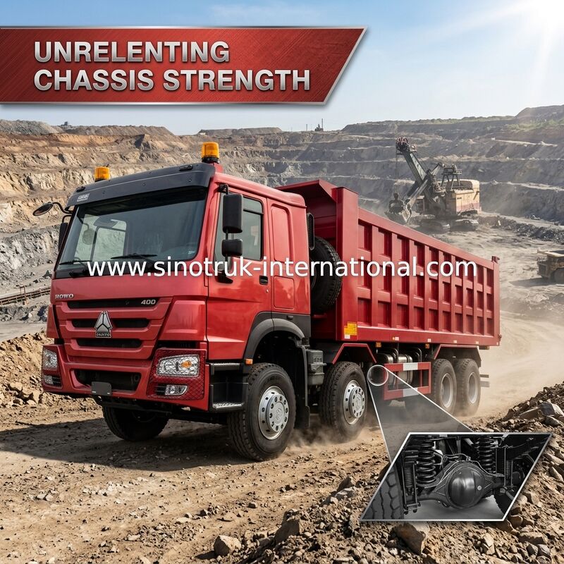 SINOTRUK 빨간 HOWO 400HP 8×4 내보자 덤프트럭 LHD