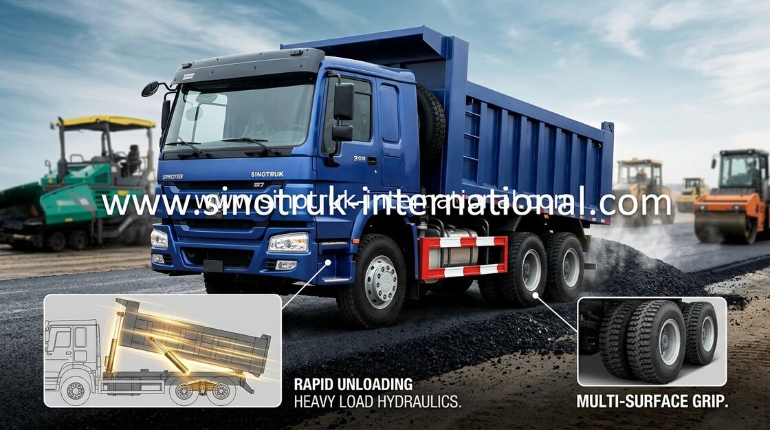 HOWO A7 덤프 트럭 336HP 6X4 LHD 20CBM 40 톤 HYVA 실린더 무거운 덤프 트럭