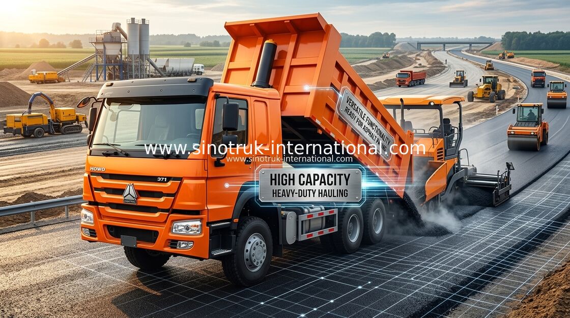 주황색 Sinotruk Howo 덤프 트럭 371 HP 12 바퀴 LHD 높은 적재 능력