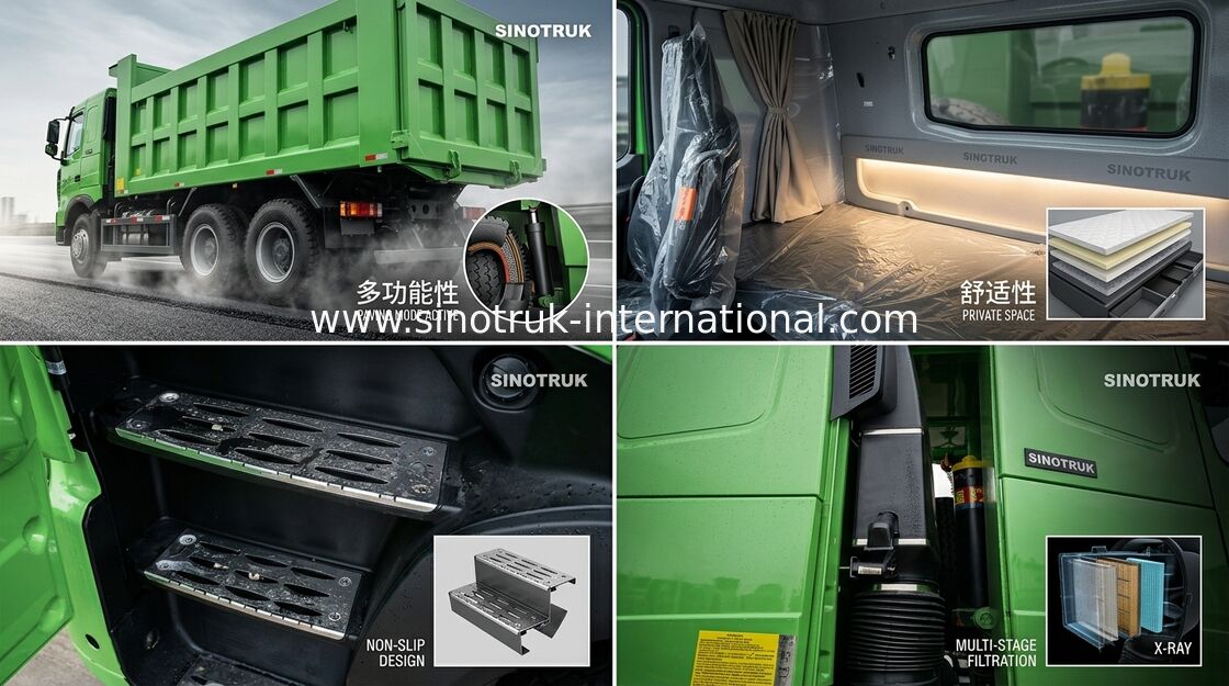 SINOTRUK HOWO 덤프 트럭 A7 RHD 정면 드는 유압 장치 30 - 40 톤 6X4