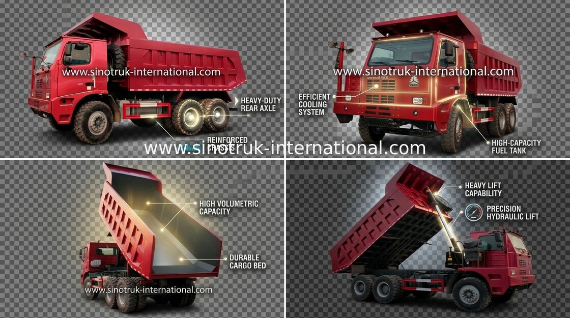 팁 주는 사람 덤프 트럭 SINOTRUK HOWO 70 채광 LHD 6X4 371HP 70tons ZZ5707S3840AJ