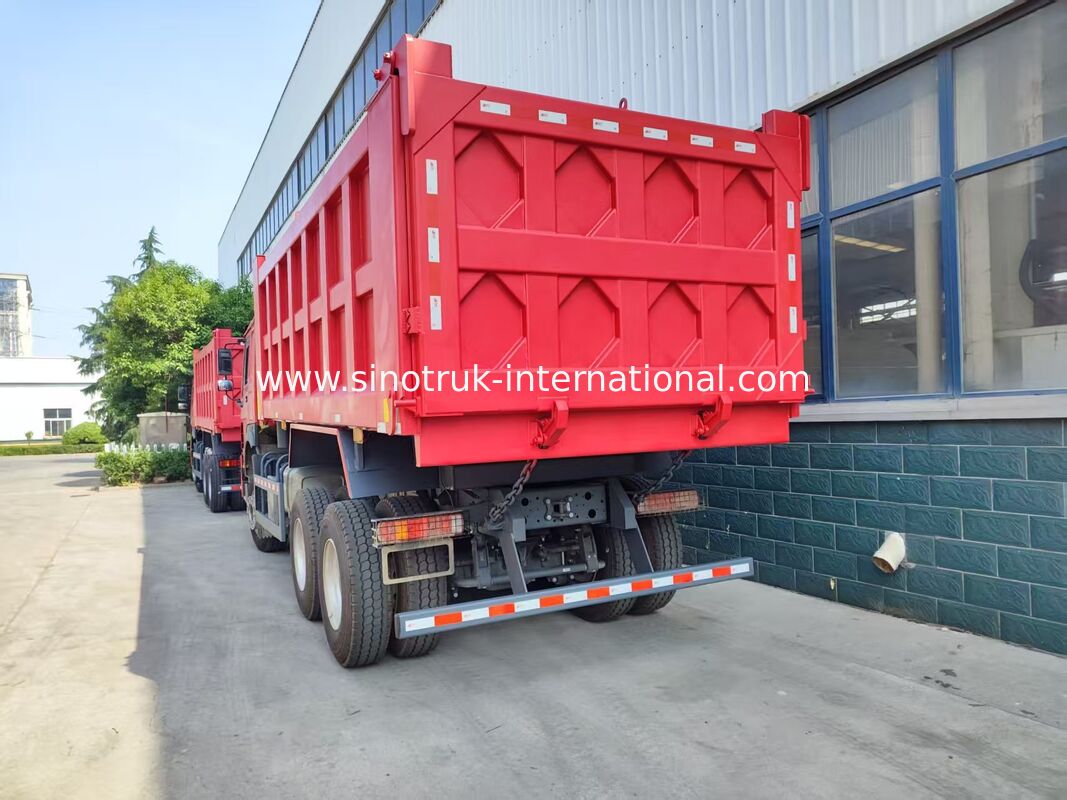 튼튼한 빨간색 6*4 팁 주는 사람 트럭 20 입방 미터 371HP 엔진, 광산 운송을 위한 40-50 톤 탑재량
