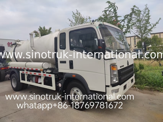 4*2 구동 HOWO 하수 흡입 트럭: 6m³ 탱크, 160HP, 8.00R20 타이어, 경량 하수 트럭, 효율적인 위생 차량
