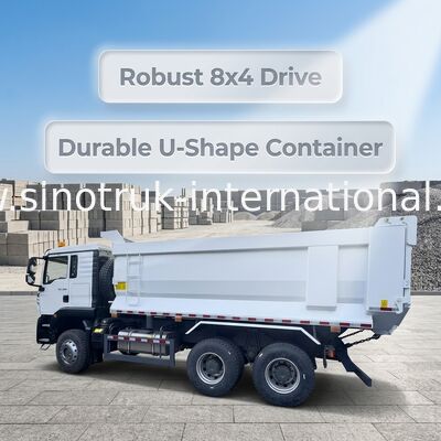 SINOTRUK HOWO TX 모델 380HP LHD 덤프 트럭 6X4 U자형 컨테이너 흰색