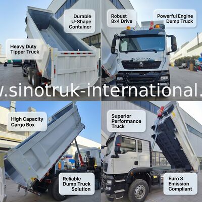 HOWO TX 6*4 화이트 덤프 트럭 390HP MAN 엔진 & 20CBM 화물 상자 우수한 성능을 위해