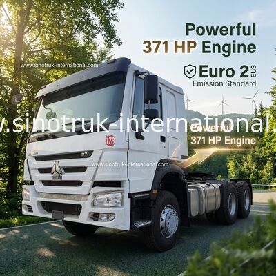 HOWO A7 사용 된 트랙터 트럭 LHD 6X4 유로 2 371 HP 전력 보조 수압 스티어링 흰색