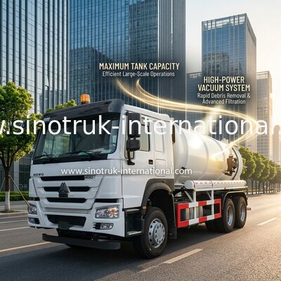 진공 펌프 하수 흡수 트럭 오수 처리 탱크 세정 트럭 18CBM LHD 336HP