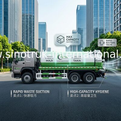 진공 펌프 하수도 흡수 트럭 세프틱 탱크 청소 트럭 20CBM LHD 380HP