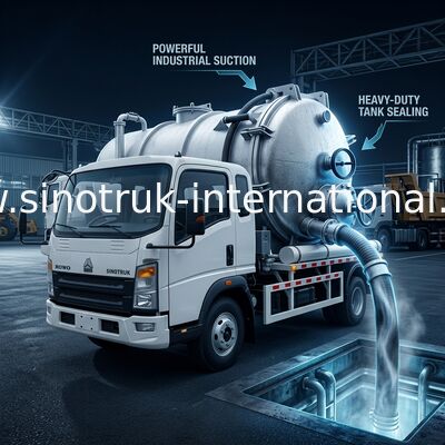 4*2 구동 HOWO 하수 흡입 트럭: 6m³ 탱크, 160HP, 8.00R20 타이어, 경량 하수 트럭, 효율적인 위생 차량