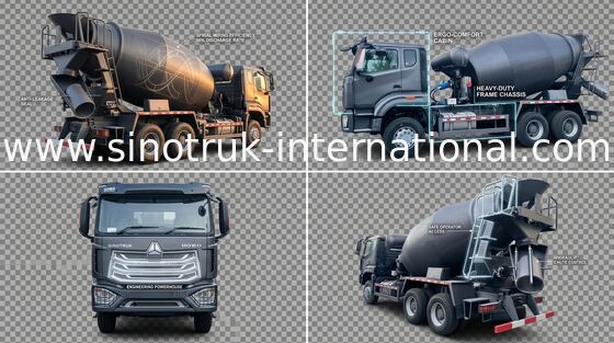 시노트루크 호우 N7 콘크리트 믹서 트럭 6-10CBM 6 X 4 유로 2 380HP