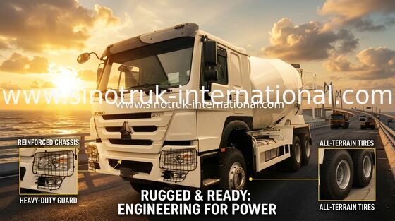 Eaton 펌프 및 모터가 장착된 HOWO 371HP 10m³ 콘크리트 믹서 트럭 (중장비 건설용)