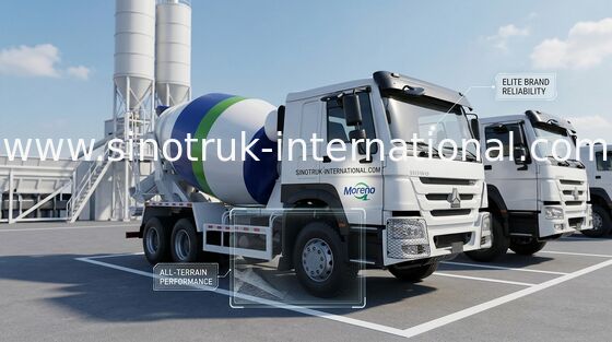 HOWO SINOTRUK 콘크리트 믹서 트럭 371HP 백색 II유로 ZZ1257N3841W