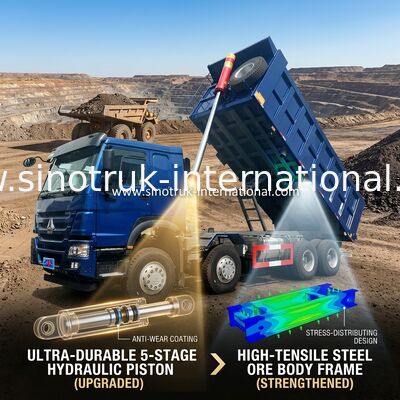 마이닝 전방 리프팅 50Tons를 위한 SINOTRUK HOWO LHD 12 바퀴 8X4 400HP 푸른 덤프트럭